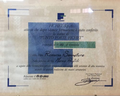 certificazione cilindri fichet